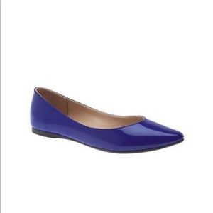 LANE BRYANT BLUE PATENT POINTED TOE FLATS 9w